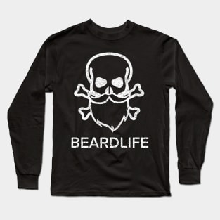 Skull and Beard Beardlife - White Long Sleeve T-Shirt